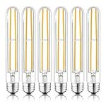 NOVELUX e26 Led Bulb 60 watt Dimmable 800lm, Edison Bulbs 6W 2700K Warm White 7.3 inches, Tubular T9 Long Light Bulb Clear Glass, e26 Medium Base T10 Led Bulb UL Listed 6 Pack