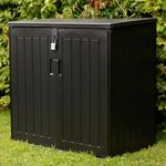 Olsen & Smith 775L Large Garden Storage Box - Weatherproof Heavy Duty Garden Tool Box with Padlock - Massive Capacity Outdoor Storage Shed Cabinet for Bins, Garden Tools, and Cushions (Black)