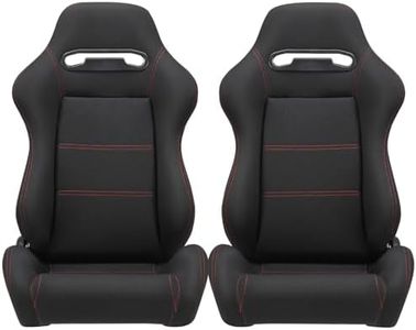 1 Pair Universal Black Pineapple Fabric Racing Bucket Car Seats with Adjustor Slider