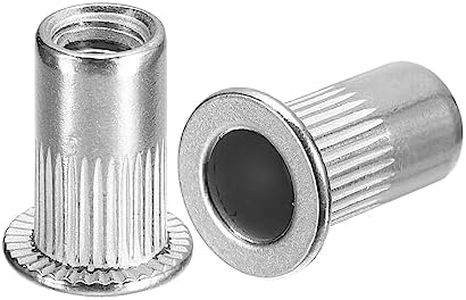 uxcell #10-32 Rivet Nuts, 100pcs 304 Stainless Steel Knurled Flat Head Threaded Insert Nuts for Metal, Plastic