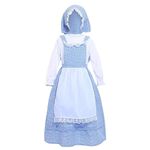 Lito Angels Kids Girls Medieval Dress Traditional Village Country Vintage Clothing Costume with Apron and Bonnet Hat Age 6-8 Years (Tag Number 0S)