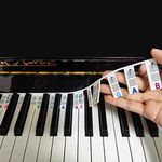 Removable Piano Keyboard Note Labels, Piano Notes Guide for Beginner， Piano Key Music Notes Letter Label，88-key full-size， Made of Silicone No Need Stickers， Reusable（Rainbow colors)