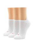 HUE Women's Air Cushion Tab Back No Show Liner Sock 3 Pair Pack, White, One Size