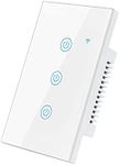 Athom 240V AU Standard Dual Mode WiFi Smart Wall Light Switch for Apple Homekit, No Neutral and Neutral Needed Dual Mode,220-240V,Siri Voice Control (3 Gangs)