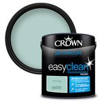 Crown Paint EASYCLEAN Soft Duck Egg Bathroom Paint Mid Sheen Emulsion - Washable, Mould and Condensation Resistant - Duck Egg Finish - Use on Walls, Wood and Metal - Wipeable and Durable - 2.5L