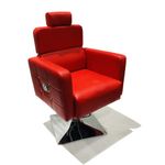 SOMRAJ Leather Salon Chair, Barber Beauty Parlour Chair With Push Back System, Cushion Seat, Heavy Duty Hydraulic Chair (Red)