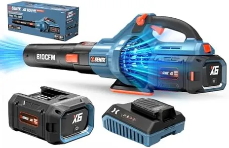 SENIX Leaf Blower, X6 60V Max Electric Cordless Leaf Blower, Up to 810 CFM and 170 MPH, Variable Speed, Handheld, Includes 4.0Ah Battery and Charger (BLAX6-M1)