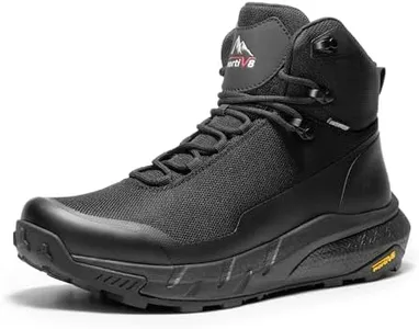 NORTIV 8 Men's Mid Waterproof Hiking Boots Outdoor Lightweight Breathable Trekking Camping Mountaineering Shoes HydroTrek,Size 8,Black,NMUMHB2504
