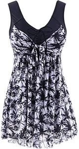 wantdo Women's Plus Size Swimsuit Cover Up One Piece Bathing Suit Push Up Swimwear Black Coco 18-20