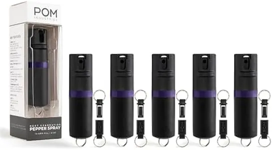 POM Pepper Spray Keychain, Quick Key Release for Instant Access, Flip Top Safety, Maximum Strength OC Formula with UV Marking Dye, 25 Bursts, 10 ft Range, 0.5 fl oz