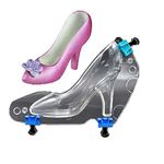 TUKE 3D Polycarbonate Chocolate Molds with Clips High Heel Shoe Mold DIY Crystal Jelly Lady Shoes Mould Candy Cake Decoration Desserts Fondant Model Baking Pastry Tool (L_7.8 x 6.8 x 2.88inch)