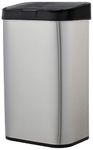 Amazon Basics Rectangular Stainless Steel 60L Dustbin with Hands-Free Motion Sensor, Black, Silver