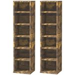 HOMCOM 204 CD Media Display Shelf Unit Set of 2 Blu-Ray Tower Rack w/Adjustable Shelves Bookcase Storage Organiser, Rustic Brown