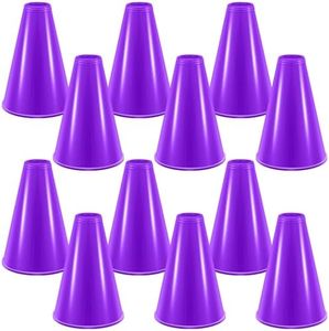 Woanger 12 Pieces Cheer Megaphone for Party Favors Sports Cheers Party Noisemaker DIY Plastic Megaphone for Party Sports Match Game Outdoor Activities(Purple)
