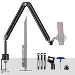 Microphone Boom Arm,Aokeo AK-45 Desk Adjustable Compact Mic Suspension Boom Scissor Arm Stand For Blue Yeti,Snowball iCE, HyperX QuadCast,SoloCast,Elgato Wave,Etc