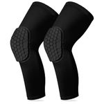 Knee Compression Pads,Compression Knee Sleeve for Knee Pain,Knee Pads Wrestling Knee Brace Leg Sleeves Honeycomb Pad for Volleyball Basketball,Hex Knee Pads Sleeve for Youth and Adult L(Black 2 Pcs)