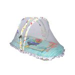 Baby Tales Disney Baby Bed with Thick Mattress, Mosquito Net with Zip Closure & Neck Pillow, Baby Bedding for New Born, 3M+, Disney Print, Baby Sleeping Bed of 78x45x40cm Size (Blue - Finding Nemo)