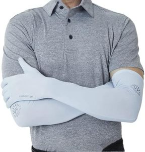 VEASAERS Sun Protection Gloves UPF 50+ UV Protective Cooling Arm Sleeves for Men Women Summer Outdoor Driving (Blue-Full Finger, Medium)