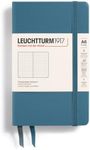 LEUCHTTURM1917 365630 Notebook Pocket (A6), Hardcover, 187 Numbered Pages, Stone Blue, Dotted