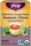 Yogi Organic Elderberry Lemon Balm Immune + Stress Herbal Tea, Caffeine Free, 16 Bags (Pack Of 6)