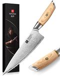 XINZUO 8.3 Inch Chef Knife 10Cr15CoMoV Steel Core Composite Steel, Professional Kitchen Cooking Knife 3 Layers Clad Steel Gyuto Knife, Stainless Steel Sharp Sushi Knife -with Pakkawood Handle