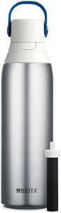 Brita Stainless Steel Premium Filtering Water Bottle, BPA-Free, Reusable, Insulated, Replaces 300 Plastic Water Bottles, Filter Lasts 2 Months or 40 Gallons, Includes 1 Filter, Stainless - 20 oz.