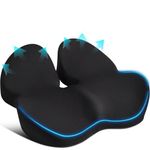 Memory Foam Seat Cushion for Office Chair Pressure Support Extra Large Size, Ergonomic Office Chair Seat Cushion for Tailbone, Car Seat Cushion Improves Posture & Support for Long Sitting Black