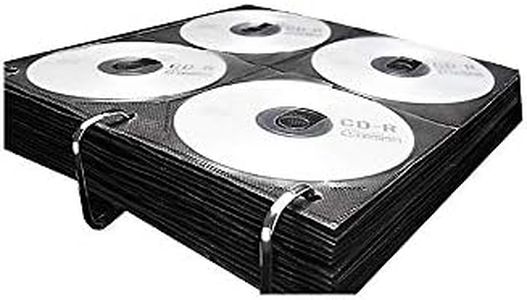 Vaultz CD Binder Inserts - Pack of 50 DVD Storage Sleeves for Media Discs w/ 3 Ring Binder Holes - Holds 8 CDs per Page, Black