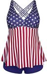 Aqua Eve Plus Size Swimsuits with Shorts Two Piece Tankini for Women Flowy Bathing Suits Athletic Swimwear, American Flag, 20 Plus