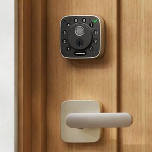 ULTRALOQ Bolt Fingerprint WiFi Smart Lock with Handle Lever Set, Built-in WiFi Biometric Deadbolt with Door Sensor, Front Door Lock Set, Remote Control, Auto Unlock, 10 Months Battery, BHMA Certified