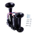 150DB Truck Train Air Horns, 12V Dual Trumpets Super Loud Air Horn Kit for Trucks Trains Lorrys Cars Boats, with Compressor (Black)