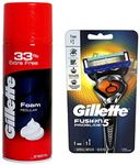 Gillette Classic Regular Pre Shave Foam, 418g with 33% Extra Free & Proglide Men's Grooming Razor with Flexball Technology - Adapts to Facial Contours (1 pc)