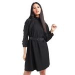 Zink London Women's Black Solid Fitted Short Dress