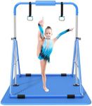 Safly Fun Expandable Gymnastics Bars Junior Training Bar Gymnastic Folding Horizontal Bars with mat for Kids(Blue+Mat)
