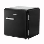 COMFEE' 1.6 Cubic Feet Solo Series Retro Refrigerator Sleek Appearance HIPS Interior Energy Saving Adjustable Legs Temperature Thermostat Dial Removable Shelf Perfect for Home/Dorm/Garage [Black]