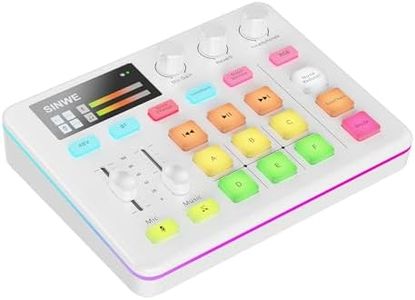SINWE G1 Pro Gaming Audio Mixer: RGB Audio Interface with Bluetooth, XLR/48V Phantom Power, Fader & Mute Controls for Live Streaming,Podcasting, Gaming, PC/Console(white