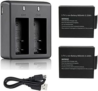 VVHOOY Action Camera Battery Pack 2 Pcs 3.7V 900mAh Rechargeable Li-ion Batteries with USB Charger, Compatible with SJCAM SJ4000 SJ5000/Victure AC700 AC900/AKASO EK7000/Brave 4/APEMAN