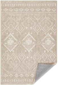 SONGMICS HOME Tapis Décoratif, Tapis de Chambre 61 x 92 cm, Tapis de Salon, Tapis antidérapant, pour Salon, Lavable en Machine, Style Bohème, Beige Cappuccino TAR024K01V1