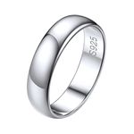 ChicSilver 925 Sterling Silver Rings for Women Men, 5mm High Polish Plain Dome Eternity Bands Promise Rings for Her Size 8