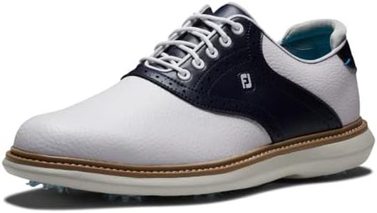 FootJoy Tradizioni Fj, Scarpa da Golf Uomo, Bianco Blu Marino, 8 UK