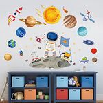 wondever Outer Space Astronaut Wall Stickers Planets Rocket Peel and Stick Wall Decals for Boys Room Space Decor Kids Bedroom Nursery