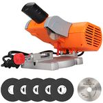 SI FANG Mini Benchtop Miter Cut Off Saw, Miniature Compound Cutting Electric Table Saw for Metal/Wood/Plastic/Crafts Making/Carbon Arrow Shafts, Max 45° Adjustable Small Power Mitre Chop Saw