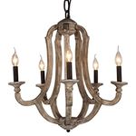 Wood Metal Chandeliers 10137 Shabby Chic Wooden Chandelier Foyer Lighting for Home Decor Dining Room, Bedroom, Living Room, Kitchen Island, Bathrooms,Hallway