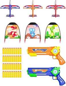Bennol 2023 Upgrade Foam Airplane Kite Launcher Outdoor Toy for Boys Kids, 2 Launchers Toys 4 Led Plane 4 Kites 40 Soft Bullets, 3 4 5 6 7 8 Year Old boy Birthday Gift Ideas