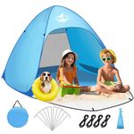 Purebox Beach Tent Pop Up 1-2 Persons, UV 50+ Protection Sun Shade Baby Beach Tent Canopy, Lightweight Portable & Easy Set Up Outdoor Tents with Zipper Door, Shade (M)