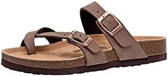 CUSHIONAIRE Women's Luna Cork Footbed Sandal With +Comfort, Brown, 9