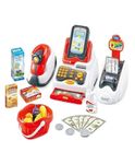 SellNfun Toy Cash Register for Kids Kitchen Set Plastic Cash Register with Checkout Scanner, Fruit Card Reader, Credit Card Machine, Play Money and Food Shopping Play Set (S2)