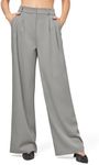 Willit Women's Work Pants Wide Leg High Waisted Casual Slacks Business Office Dress Pants with Pockets 30" Light Gray M