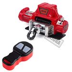 INJORA Metal Automatic Winch Wireless Remote Controller System for 1:10 RC Crawler Car Axial SCX10 90046 Traxxas TRX4 Redcat (Red)