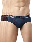 Dixcy Scott Originals Mens Modern Regular Solid Pure Cotton Briefs (PR145736L_Navy,Dark Grey,LT Coffee Brown,Denim Blue,Wine_L)